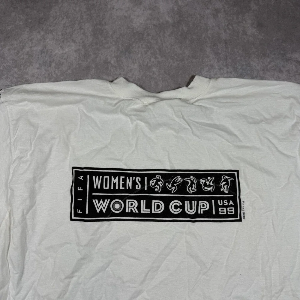 Vintage 1999 FIFA Womens World Cup USA Adidas T-Shirt White XL Made in USA